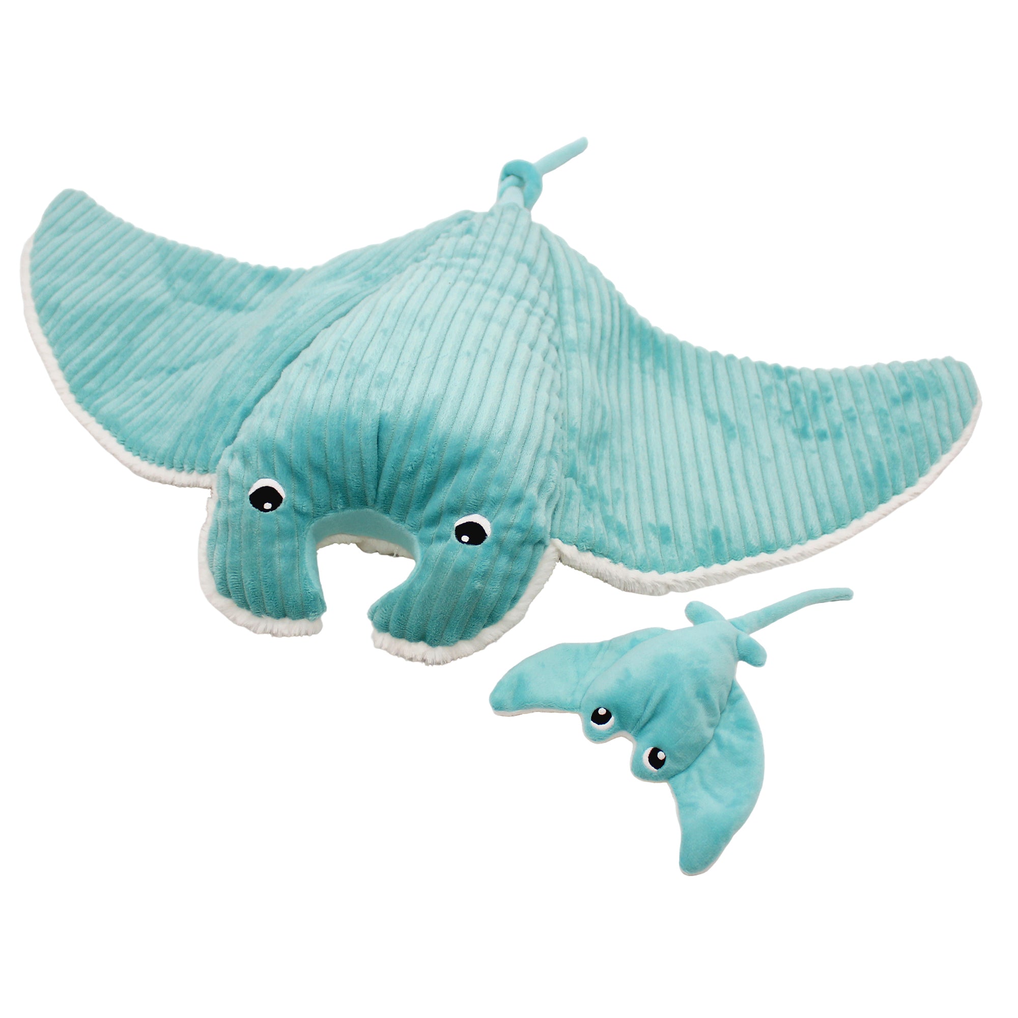 Peluche raie manta Mantalou maman et son bébé bleu aqua - Les Ptipotos