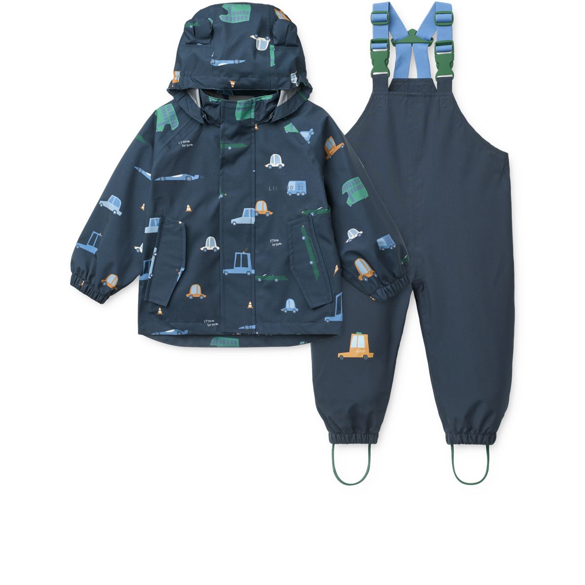 MANU Toddler Rainwear Set - Cars / Classic navy
