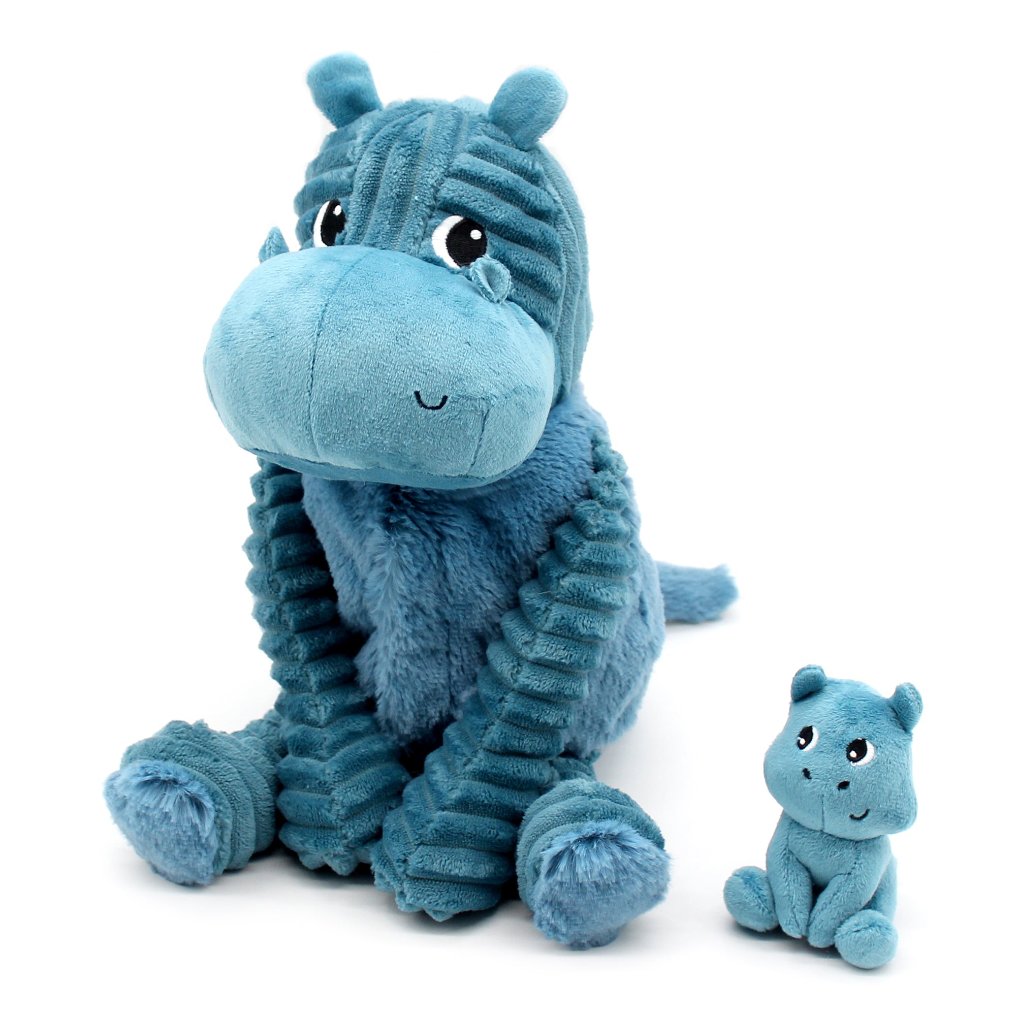 Peluche hippopotame Bibou maman et son bébé bleu - Les Ptipotos